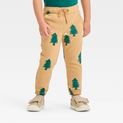 Image of Toddler Boys' Tree Printed Fleece Pull-On Jogger Pants - Cat & Jack™ Brown 4T