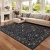 Machine Washable Area Rug Floral Printed Carpet Non Slip Stain Resistant Farmhouse Floor Cover Soft Low Pile Indoor Rugs for Bedroom Kitchen - 2 of 4
