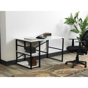 NicBex Modern Home Office Desks with 2 Shelves Metal Frame Writing Desk Computer Desk Office Desk Vanity Table for Home, Office - 1 of 4