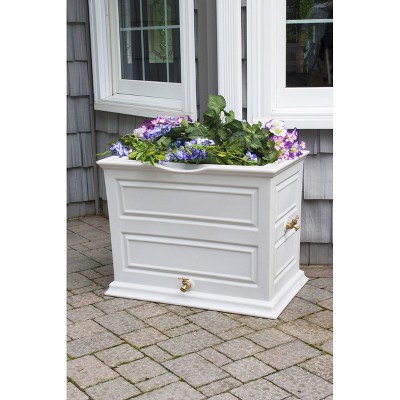 Savannah 50 Gallon White Polyethylene Rain Barrel Planter with Brass Spigot, 2 Pack