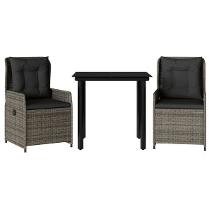 vidaXL Garden Dining Set Grey, Black - 1 of 4