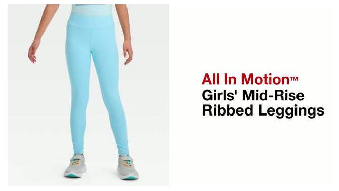 Girls&#39; Mid-Rise Ribbed Leggings - All In Motion™, 2 of 8, play video