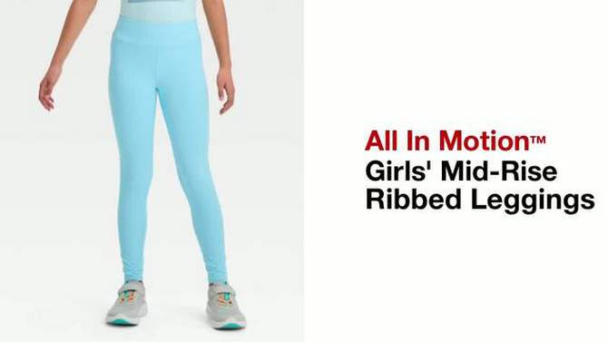 Girls&#39; Mid-Rise Ribbed Leggings - All In Motion™, 2 of 8, play video