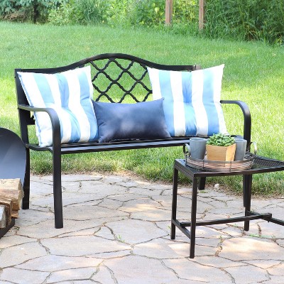 Sunnydaze 50-Inch Black Cast Iron Lattice Outdoor Garden Bench