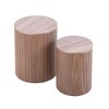 Homy Casa Set of 2 Round Nesting Coffee Tables with Cylinder Base for Living Room and Small Spaces, Walnut Finish - 2 of 4