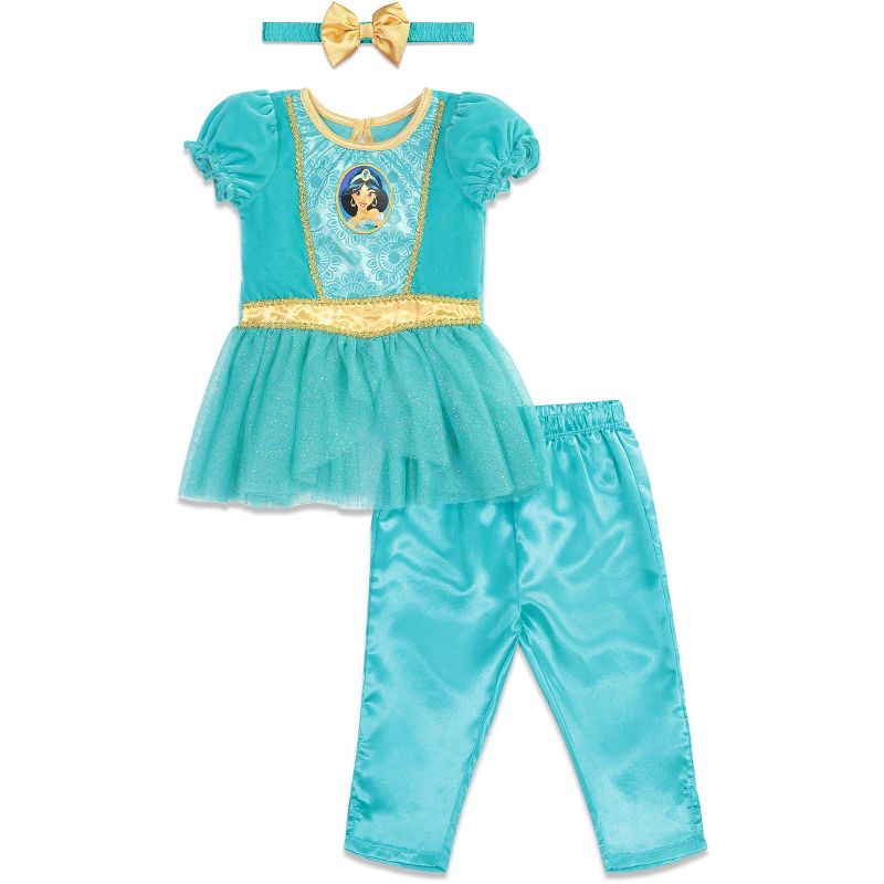 Disney Princess Jasmine Girls Cosplay Costume Dress Leggings and Headband 3 Piece Set Toddler , 2 of 9