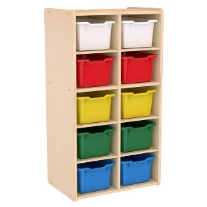 ECR4Kids Birch 10 Tray Streamline Storage Cabinet, Wood Cubbies for Kids, 10-Section - 1 of 4