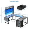 U Shaped Computer Desk with Monitor Stand and LED Lights, Computer Gaming Desk with Storage Shelves - 2 of 4