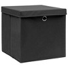 'vidaXL Foldable Storage Boxes with Covers - Set of 10 - Durable Non-Woven Fabric, Space-Saving Black Organizers for Home - 2 of 4