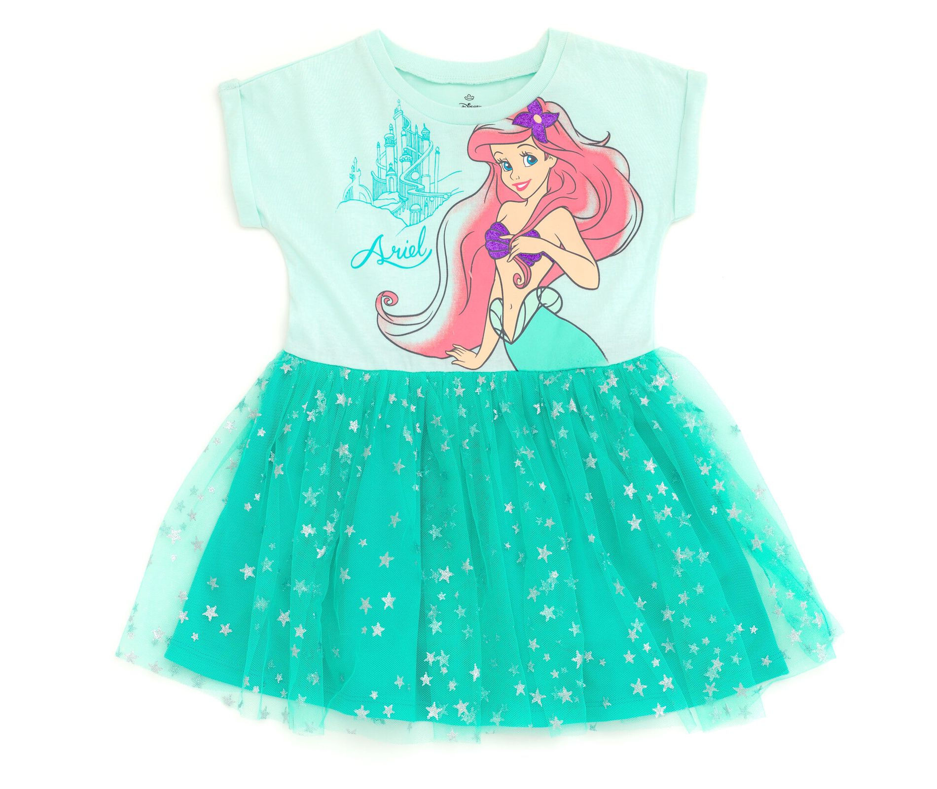 Disney Princess Little Mermaid Ariel Big Girls Mesh Dress Turquoise 10-12