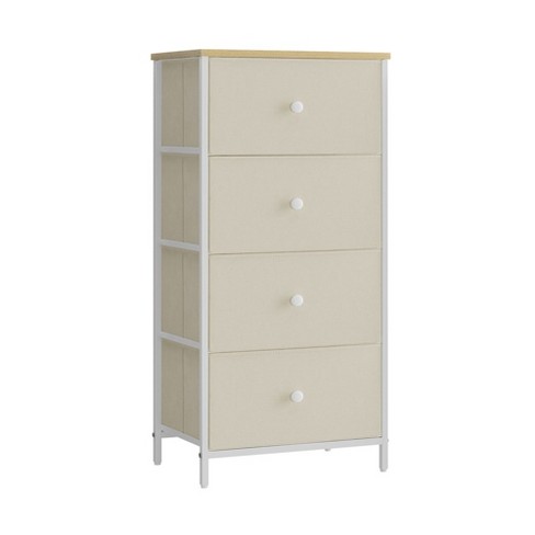 Songmics Bedroom Fabric Dresser With 4 Metal Frame Small Chest Of Drawers Camel Yellow Cream White Target