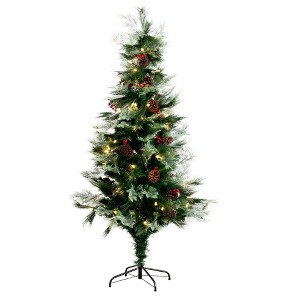 Nearly Natural 6-ft Pre-Lit Fiber Optic Artificial Pinecone and Berries Christmas Tree with 64 Warm White LED Lights - 1 of 4