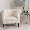 Upholstered Club Chair with Nailhead Trim, Rolled Recessed Armrests, and Turned Birch Wood Legs - 2 of 4