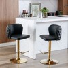 Lyngins Luxury 360° Swivel Counter Height Bar Stool Set of 2, Adjustable Height Counter Stools with Gold-Plated Base, Back Buttons & Hammered Rivets - 2 of 4