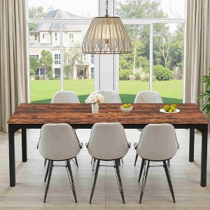 Lirago Rectangle Office Dining Table 78.7" Large Desktop Sturdy MDF Board Heavy Duty Iron Pipe Legs Industrial Style Brown - 1 of 4