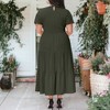 Anna-Kaci Women's Plus Size Casual Round Neck Flutter Short Sleeve Elastic Waist Smocked Maxi Dress - 3 of 4