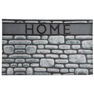 Evideco French Home Goods Outdoor Front Door Mat - 30x18 Inch Rubber Rug with 'Home' Design - Available in Brown Wood, Gray Wood and Stone Patterns - 1 of 4