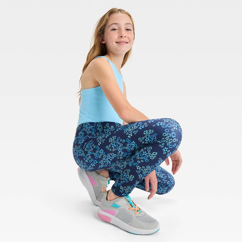 Girls&#39; Mid-Rise Ribbed Leggings - All In Motion™, 4 of 8