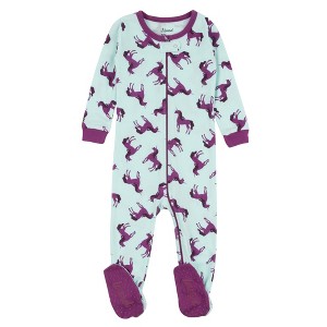 Leveret Kids Cotton Footed Pajamas - Animal Prints - 1 of 3