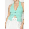 Slickblue Women's Halter Neck Buckled Crop Top, Open Back Fitted Sleeveless Shirt, 4 Color Options, Size S-L - 3 of 4