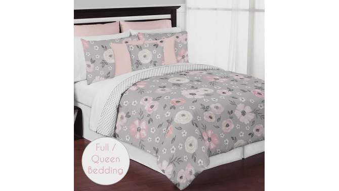 Sweet Jojo Designs Girl Body Pillow Cover (Pillow Not Included) 54in.x20in. Watercolor Floral Grey and Pink, 2 of 7, play video