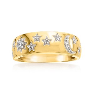 Ross-Simons 0.15 ct. t.w. Diamond Moon and Star Ring in 18kt Gold Over Sterling - 1 of 4