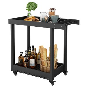 Utility Service Cart,2 Shelf Heavy Duty Rolling Cart with 550LBS Capacity, 360° Swivel Wheels,Ergonomic Handle for Warehouse,Garage,Office,Cleaning - 1 of 4