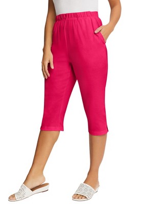 Jessica London Women's Plus Size Soft Ease Capri - 26/28, Pink : Target