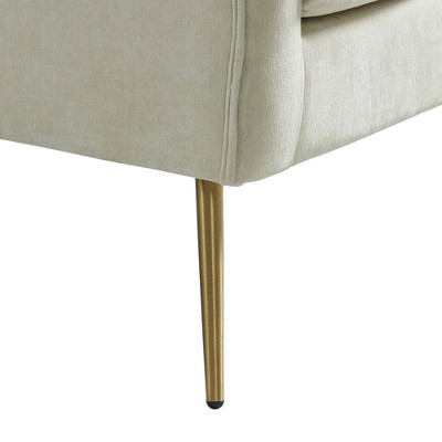 Mid-Century Modern Cream Accent Chair with Gold Legs