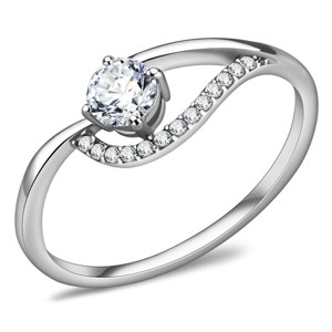 Slickblue Clear CZ Pave Engagement Ring for Women - Polished Stainless Steel, Round Stone, No Plating, Size 5-10 - 1 of 4