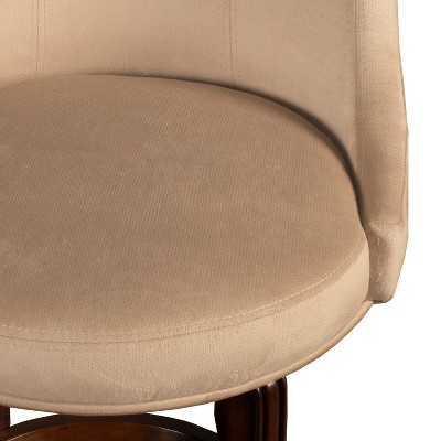 Napa Valley Dark Brown Cherry Swivel Counter Stool with Khaki Fabric