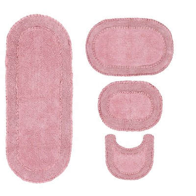 Set Of 4 Double Ruffle Collection Pink Cotton Ruffle Pattern Tufted ...