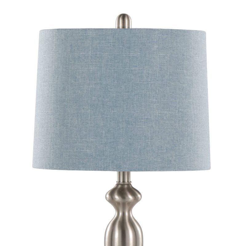 LumiSource (Set of 2) Ashland 27&#34; Contemporary Metal Table Lamps Brushed Nickel with Light Blue Linen Shade from Grandview Gallery, 5 of 8