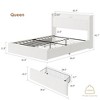 Boucle Bed Frame with Storage Headboard, Charging Station and LED Lights, Upholstered Platform Low Profile Bed Frame with 4 Storage Drawers - 2 of 4