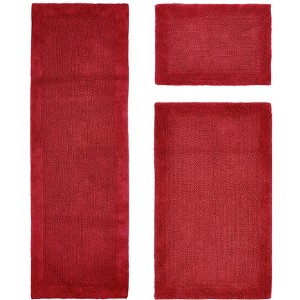 Edge Bath Rug 100% Premium Cotton Ultra-Soft Water Absorbent Tufted Solid Reversible 3 Piece Bathroom Rug Set for Machine Washable Bathmat - 1 of 4