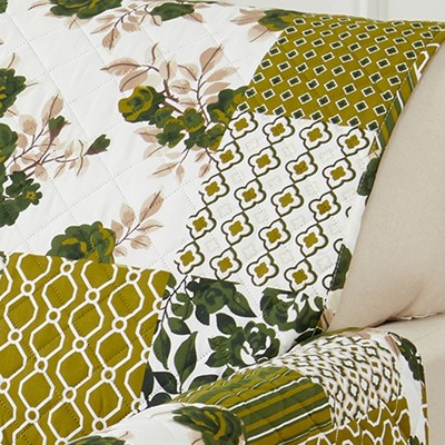Olive Patchwork Quilted Microfiber Loveseat Furniture Protector