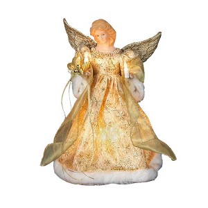 Kurt Adler UL 10-Light 12" Gold Dress Angel Treetop - 1 of 4