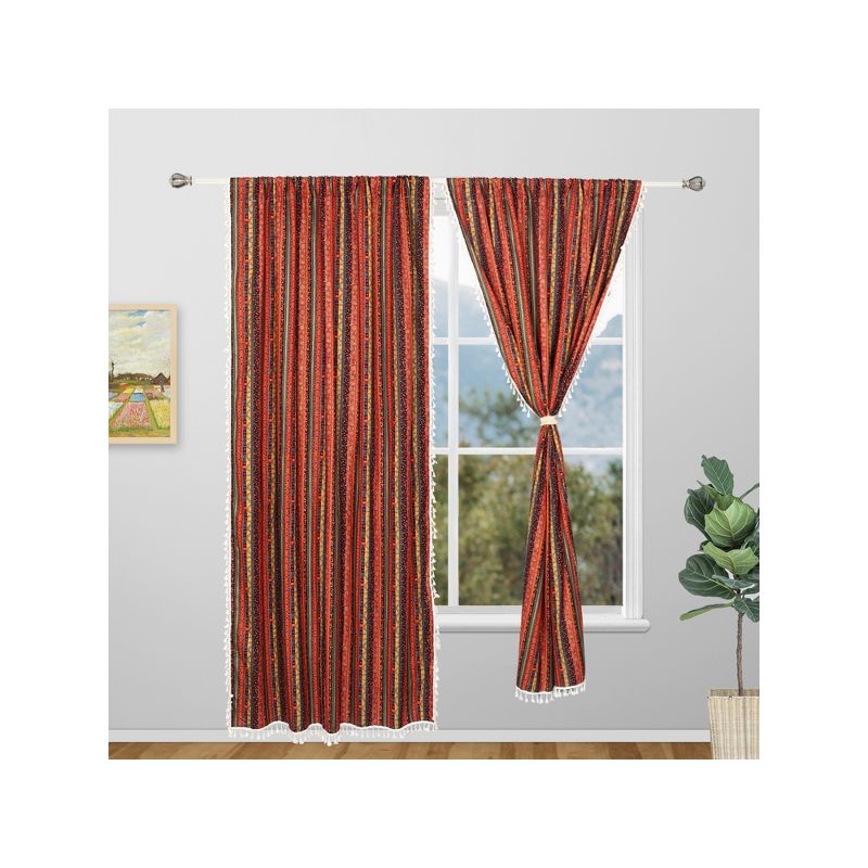 ZHH 52 x 84 Inch 2 Panels Colorful Striped Bohemian Curtains for Bathroom, Kitchen, Living Room, Bedroom, 2 of 7