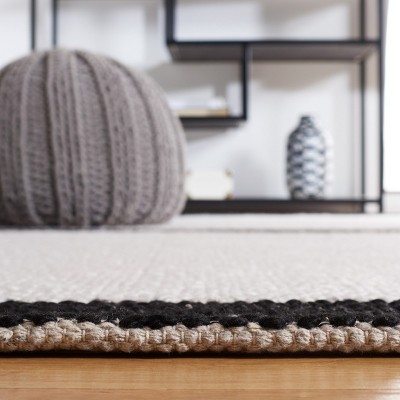 Handmade Black and Ivory Wool Flat Woven Runner Rug