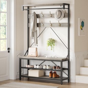 Nasitip 72" Hall Tree with 8 Hooks, Coat Rack with Shoe Rack and Bench, 3-in-1 Entryway Organizer for Hallway, Bedroom, or Living Room - 1 of 4
