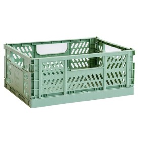 3 Sprouts Rectangular Recycled Plastic Foldable Crate (Medium Size) - Green - 1 of 3