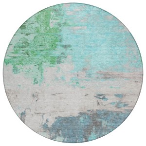 Teal Blue And Green Abstract Washable Indoor Outdoor Area Rug - 1 of 4