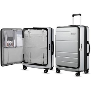 LUGGEX Checked Large 28 Inch Luggage with Spinner Wheels, Expandable PC Hard Shell Checked Suitcase, Silver Grey - 1 of 4