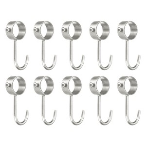 Unique Bargains Stainless Steel Anti-Rust Adjustable Closet Pipe Rod Hooks 10 Pcs - 1 of 3