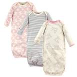 Touched by Nature Baby Girl Organic Cotton Long-Sleeve Gowns 3pk, Bird, 0-6 Months