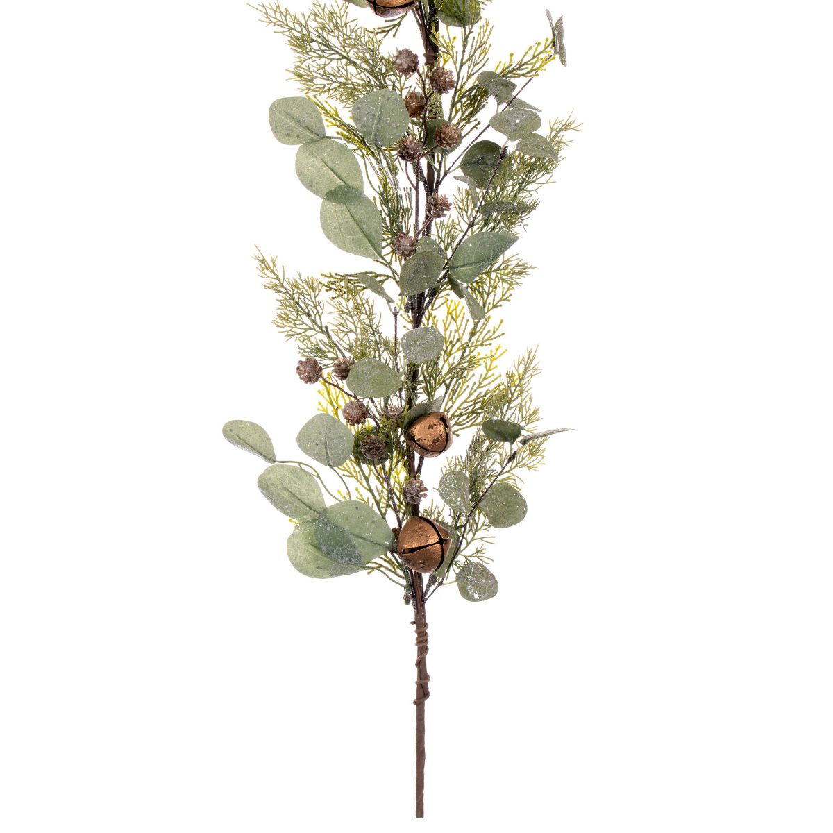 Vickerman Artificial Winter Cedar, Pinecone, Eucalyptus, and Brown Jingle Bell Garland - thumbnail 3