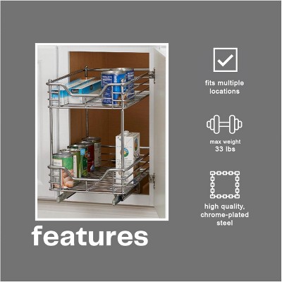 Chrome-Plated Steel 2-Tier Pull-Out Cabinet Organizer