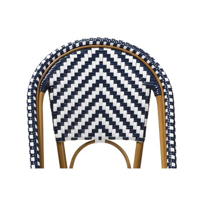Bistro-Style Blue and White Aluminum Stackable Dining Chair Set