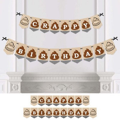 Big Dot of Happiness Party 'Til You're Pooped - Poop Emoji Birthday Party Bunting Banner - Birthday Party Decorations - Crappy Birthday