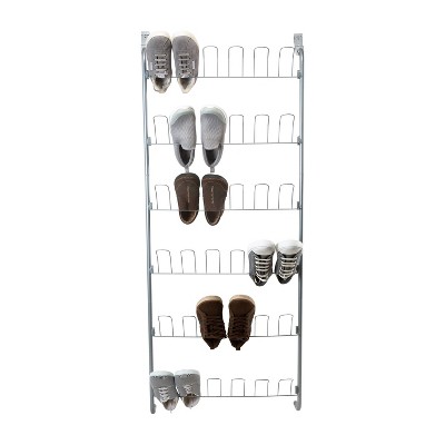 Silver Metal Over-the-Door 18 Pair Shoe Rack